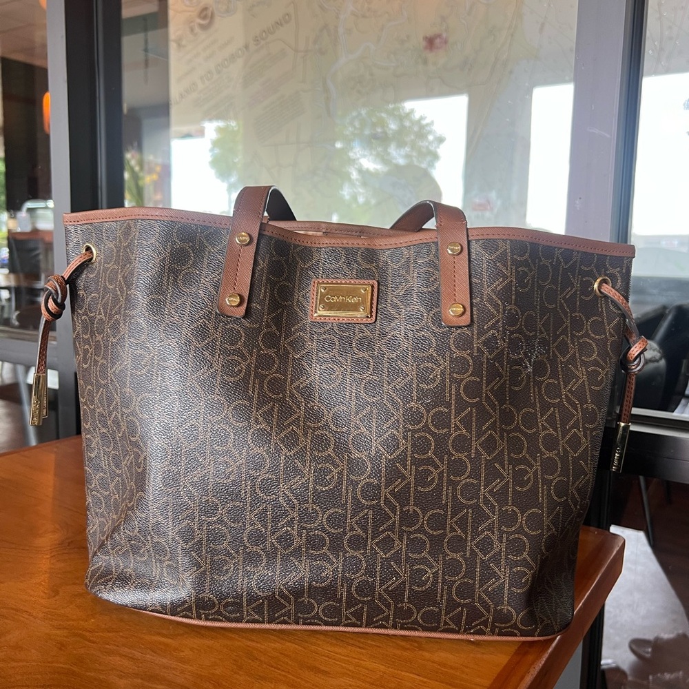 Calvin Klein Brown Monogram Tote Bag